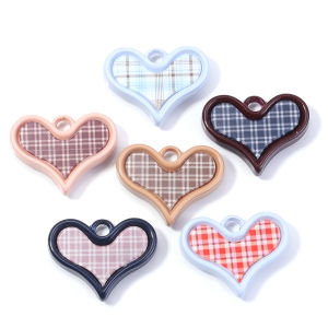 5-10pcs Vintage Plaid Heart Acrylic Beads Cream Color Acrylic Beads Loose Beads For Jewelry Making DIY Necklace Kaychains