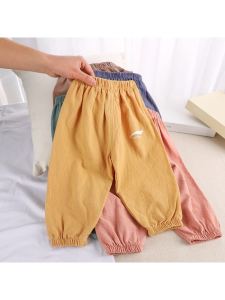Quần Chống Muỗi Trẻ Em Vải Lanh Cotton Mỏng Mùa Hè Mới Cho Bé Trai Quần Dài Thường Ngày Cạp Vừa Quần Trẻ Em