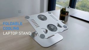 Foldable Laptop Tablet Stand With Cooling Fan Cooler Heat Dissipation Aluminum Notebook PC Holder Adjustable Portable