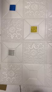 RW Wallpaper Stiker Foam 3D Motif Batik 01 Abu abu Premium Wall Paper Batik Sticker Dinding