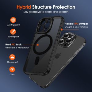 แม่เหล็กสำหรับเคส iPhone 16 Pro Max เข้ากันได้กับ Magsafe การป้องกันกล้องไม่เหลืองฝ้าโปร่งแสงเคสป้องกันการกระแทกหลังแข็งสำหรับ iPhone 16e16 Plus15 Pro14 Pro Max13 Pro1211