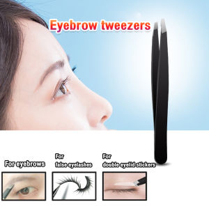 Jozoo Eyebrow Tweezers Stainless Steel Professional Trimmer Eyelash Clip Flat/oblique