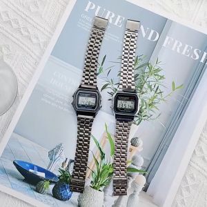 เครื่องประดับแฟชั่น นาฬิกา ข้อมือ อเนกประสงค์ สายเหล็ก บางพิเศษ มีไฟ LED สีทอง สีเงิน