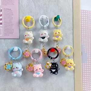 Gantungan Kunci Kucing Lucky Waving Cat Keychain Cartoon Maneki Neko Japanese Style Charm Pendant