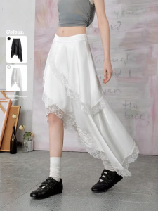 unifree | Lace Spliced Elegant Multi-layer Irregular Half Skirt