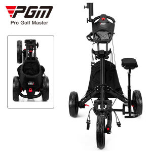 PGM New style multi-functional foldable aluminum golf trolley golf cart with retractable seat and umbrella holder QC007