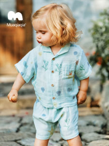 mua qiaqia | Breathable Cotton Gauze Kids Summer Shirt Set