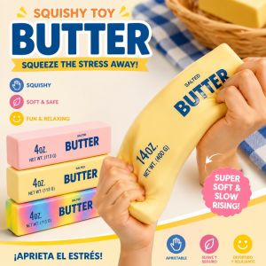 Squishy Elastic Butter Stick Fidget Toy Cheese Shape Stress Relief Game Funny Decompression Prank Squeeze Toy for Anxiety Relief