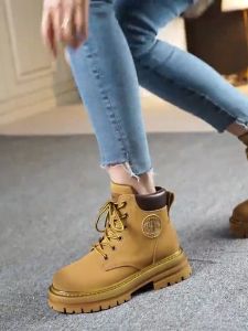 BETSY STORE Giày bốt nữ mũi tròn đế dày thời trang mùa thu bốt Martin retro mới nhiều màu sắc có sẵn kiểu dáng đa năng bốt nữ mềm mại