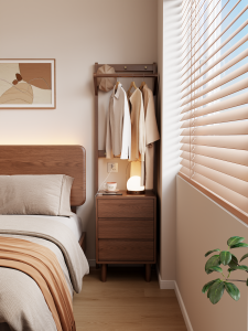DONGMU | Multifunctional Bedside Closet with Hanging Hanger Solid Wood