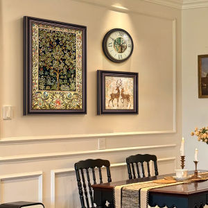 YASISHA | Elegant Retro Restaurant Wall Art Set with Clock and Money Tree