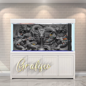 Stiker Background Aquarium Vinyl Premium Tahan Air - Naga 3 (NA)