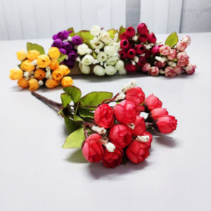 Azgalery PBP118 / Tanaman Hias Tangkai Bunga Mawar Plastik Mini Artificial Roses Flower Ornamen Hiasan Dekorasi Vas Meja Cantik Buatan / COD