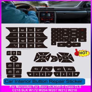 Car Interior Button Repair Stickers: Matte Black Decals for Mercedes