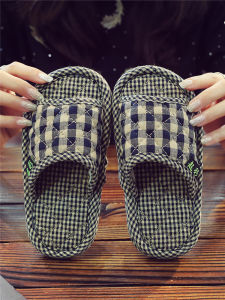 รองเท้าแตะพื้นไม้แบบไม่มีเสียงสำหรับครอบครัว 3 คน ฤดูร้อน 4 ฤดู ผ้าฝ้าย รองเท้าแตะในบ้าน รองเท้าแตะเด็ก รองเท้าแตะแบบสวมสบาย