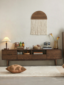YUANSHI YUANSU | Solid Wood European Style Walnut Colored TV Cabinet
