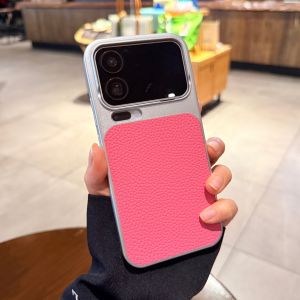 Electroplated Silver and Orange Lychee Texture PU Phone Case Shockproof