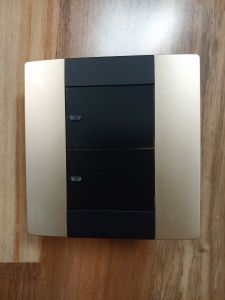 saklar lampu/saklar apartement/saklar hotel gold brown led indicator 2 gang 1 way