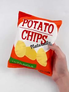 Pet Potato Chips Pillow Bite Resistant Washable Plush Toy Training Pet Gift Interactive Sounding Chewing Toy Mainan Kucing