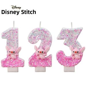 Disney Stitch 2 Tông Màu Nến Hồng 0-9 Số Thích Hợp Cho Tiệc Sinh Nhật Trang Trí Bánh Hình Động Vật Hoạt Hình Nến Sáp