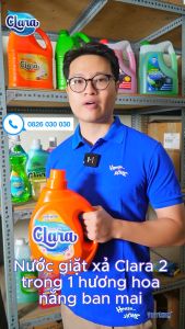 Nước Giặt Xả Clara Hương Hoa Nắng Ban Mai - Can 26Kg ngát hương thơm làm sạch sợi vải