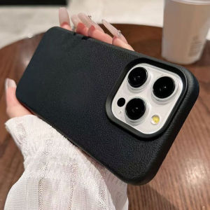 Luxury Leather Texture Soft TPU Shockproof Phone Case For iPhone 16 15 Pro Max 14 13 15 Pro Solid Color Silicone Back Cover