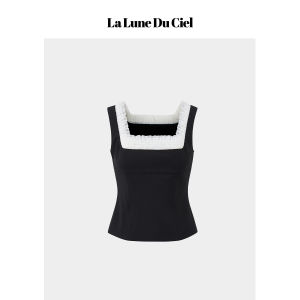 La lune Du ciel | Áo Không Tay Đa Lớp Voan Cổ Dài Giảm Béo Phong Cách Cổ Điển