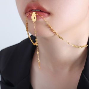 18k Gold Pawnable Saudi Gold Original Cross Girl Statue Geometric Tassel Pendant Long Necklace