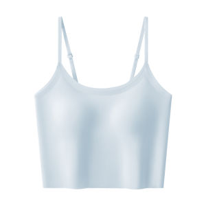 miiow | Ice Silk Strapless Bralette Tank Top Womens Inner Wear With Chest Pad Seamless Spicy Back One-Piece Vest New 2025 Summer Sporty Casual