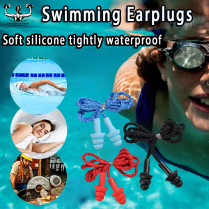 Silicone Ear Plugs 1 Pair Waterproof Diving Swimming Earplugs Travel Sleep Noise Reduction Silicone Ear Plugs Reusable Hearing Protection Earplugs With Rope Box 耳塞