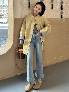 High Waist Flare Denim Jeans Moonlight Blue Womens Slimming Miu Style Casual Cotton Stretch Bootcut Pants Ankle Length