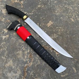 Pisau sembelih 40 cm asli baja khas Banten dengan gagang hitam dan merah cocok untuk memotong daging dan memasak.