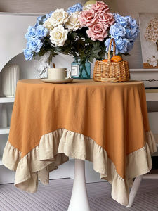 American Style Retro Ins Pure Cotton Lace Tablecloth Tea Table Cover Cloth round Dining Table Dining Tablecloth Luxury Sensation