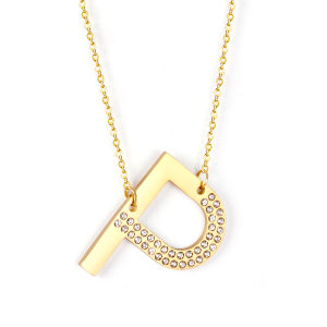 LUXUSSTEL CZ Letter M Pendant Necklace Trendy Style Gold Color High Quality Stainless Steel 26 Initial Collars  Chains