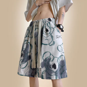 Quần Short Nam Họa Tiết Gấu Mùa Hè Mỏng Thoáng Khí Nhanh Khô Quần Dài Năm Điểm Rộng Rãi Thể Thao Bãi Biển Thường Ngày