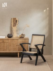 NONG HOME | Retro Wabi-sabi Style Wooden Rattan Single Armchair