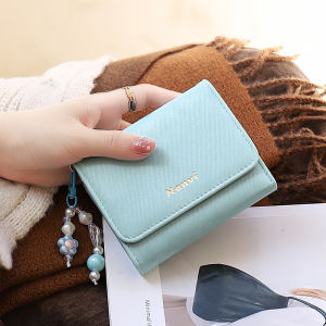 BAORUIFU | Cute Small Hanging Velvet Gradient Niche Designed Tri-Fold Womens Wallet