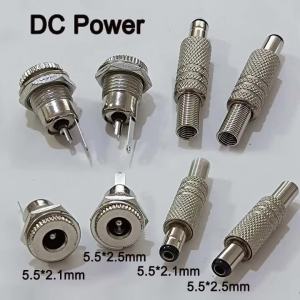 1/5/10PCS DC 5.5x2.5mm 5.5x2.1mm 12V/20V Power Jack Male Plug Female Socket Metal Connector Adapter With Thread Lock