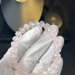 TIMESWIND Natural Original Rose Quartz Pink Crystal 8mm Cutting Beaded Women Bracelet Gift Fashion Jewelry with Certificate