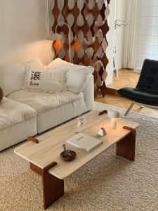 Scandinavian Silent Style Natural Cave Stone Tea Table Rectangular Living Room Home Cream Style Coffee Table B & B Internet Celebrity Corner Table