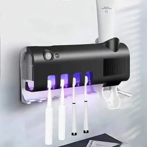 XMSJ | Automatic Toothbrush Holder Wall Mounted Solar UV Light Ultraviolet Toothbrush Sterilizer Toothpaste Holders Bathroom Accessory