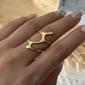 Stainless Steel New Design Creative Irregular Geometric Hollow Open Ring for Women Metal Finger Ring Party Minimalist Jewelry