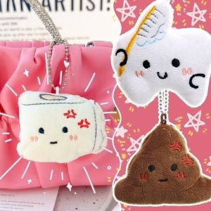 Creative Funny Plush Toilet Series Keychain Cute Cartoon Toilet Paper Poop Stuffed Doll Backpack Decoration Accessories