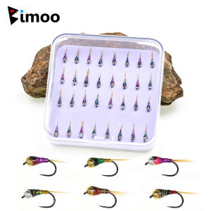 32pcs/Box #18 Brass Bead Head Epoxy Perdigon Nymphs Barbless Fish Hook Wet Euro Nymph Grayling Trout Bass Fishing Lure Baits