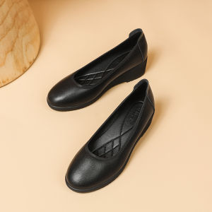 Giày Công Sở Đế Xuồng Màu Đen Cho Nữ Đế Mềm Chống Trượt Mũi Tròn Thoải Mái Khi Đứng Lâu Giày Đi Làm Thường Ngày