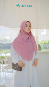 FIRST HIJAB - Kamila Hijab Segiempat Cutting Laser 150x150 cm Bahan Wolfis Premium | Hijab Syari