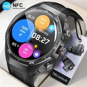 LIGE NFC and Bluetooth Call with TWS Earphone Smart Watch Heart Rate Blood Pressure Monitor Fitness Tracker Waterproof Sport Watch