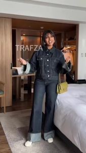 Quần Jeans Nữ Mùa Thu Cạp Cao Vintage Dáng Rộng Chất Liệu Thoải Mái Ống Rộng Khóa Kéo Thời Trang Phong Cách Đường Phố