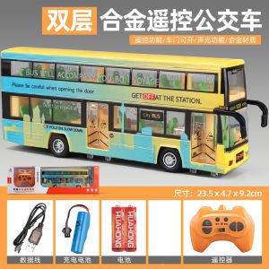 Remote Control Double-decker Bus Alloy Toy Vehicle Large Public Bus Model for Boys And Children Metal Toy Collectible Model