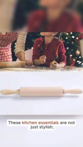 DS  Wood Rolling Pin Baking Cookies Fondant Cake Dough Kitchen Tools Size S M L